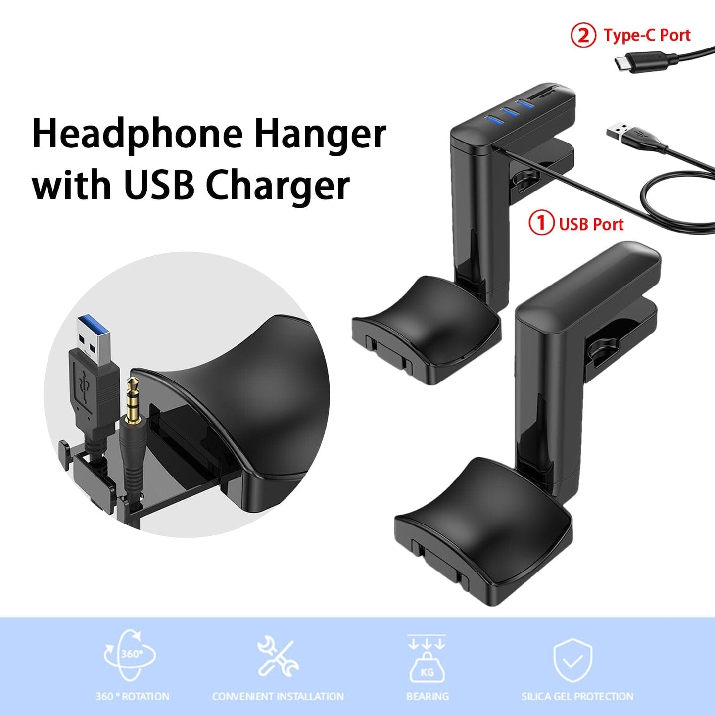 Cogu Headphone Holder + USB Hub